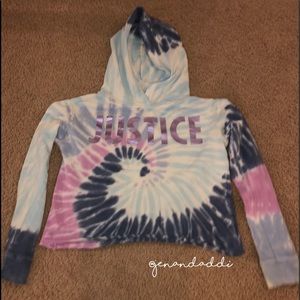 JUSTICE GIRLS TIE DYE CROPPED HOODIE TOP